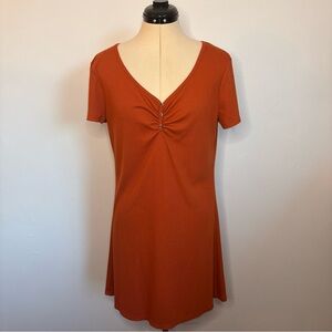 Arizona Jean Co. rust/burnt orange ribbed shift style t-shirt dress, size XL